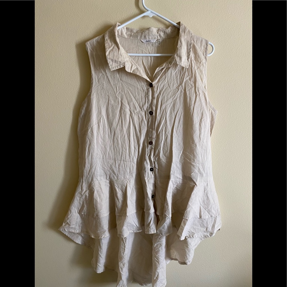 Linen High Low Blouse - 1X